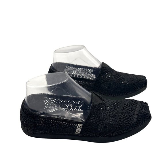 Skechers BOBS Size 7 Crochet Slip-On Flats Memory Foam Black - Picture 2 of 9